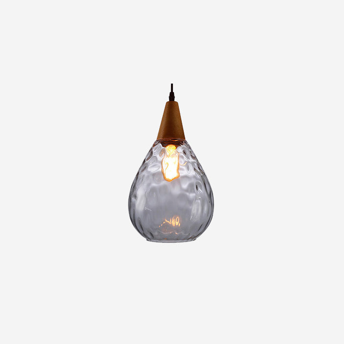 Modern Minimalist Water Ripple Wood Glass Pendant Light for Bedroom