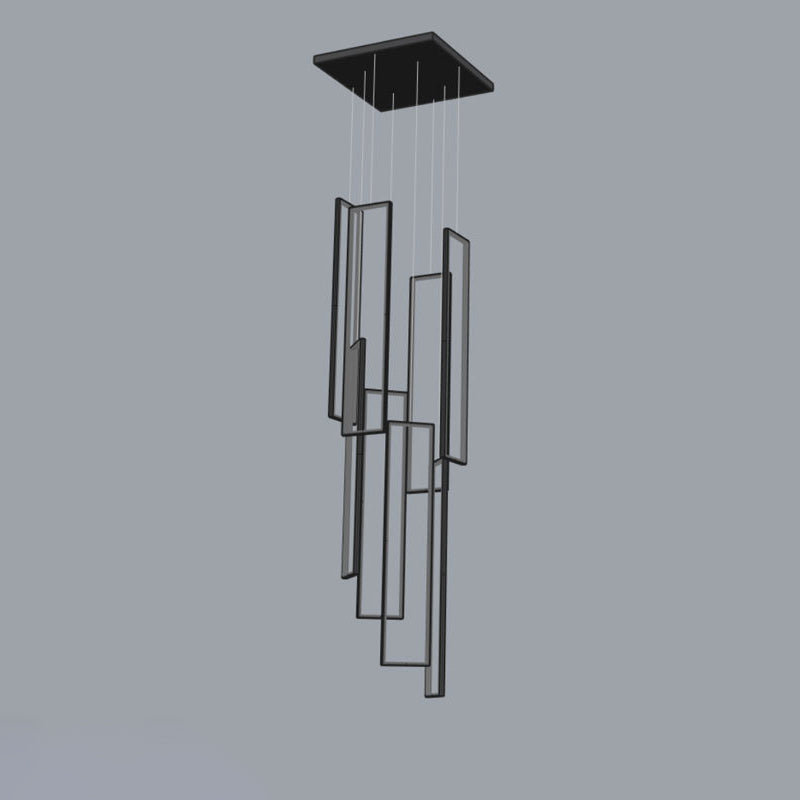 Modern Minimalist LED Chandelier - Iron, Aluminum & Silica Ceiling Plate for Stairway