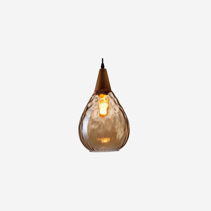 Modern Minimalist Water Ripple Wood Glass Pendant Light for Bedroom