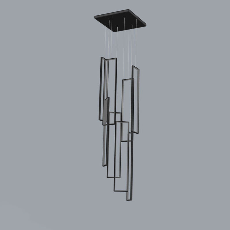 Modern Minimalist LED Chandelier - Iron, Aluminum & Silica Ceiling Plate for Stairway