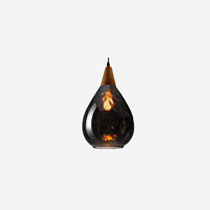 Modern Minimalist Water Ripple Wood Glass Pendant Light for Bedroom
