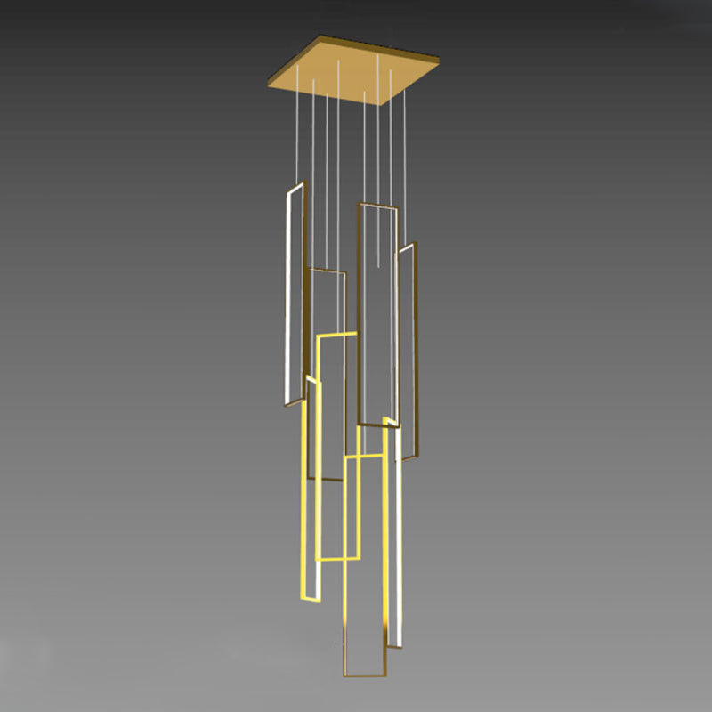 Modern Minimalist LED Chandelier - Iron, Aluminum & Silica Ceiling Plate for Stairway