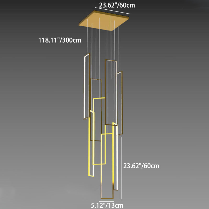 Modern Minimalist LED Chandelier - Iron, Aluminum & Silica Ceiling Plate for Stairway