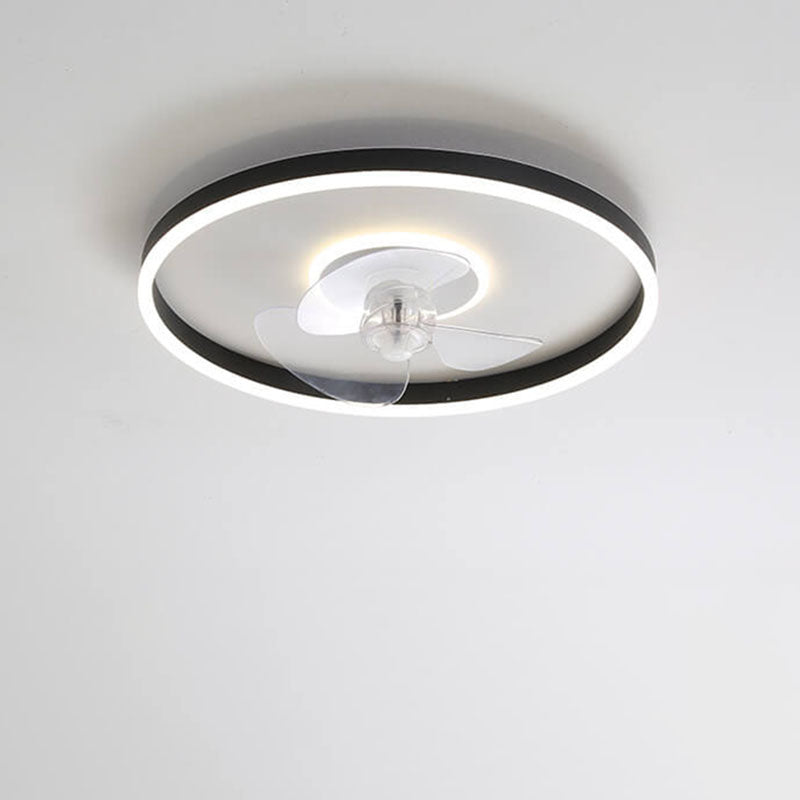 Contemporary Nordic Round LED Flush Mount Ceiling Fan Light for Living Room & Bedroom
