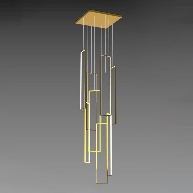 Modern Minimalist LED Chandelier - Iron, Aluminum & Silica Ceiling Plate for Stairway