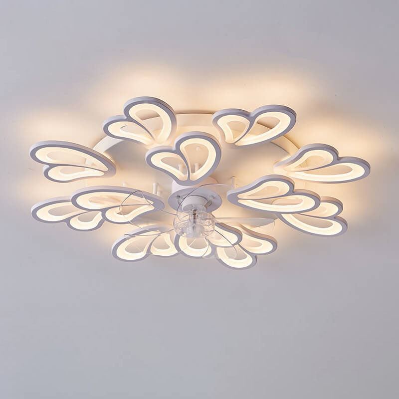 Scandinavian Minimalist Heart LED Flush Mount Ceiling Fan Light
