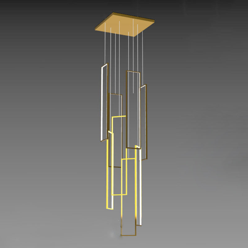 Modern Minimalist LED Chandelier - Iron, Aluminum & Silica Ceiling Plate for Stairway
