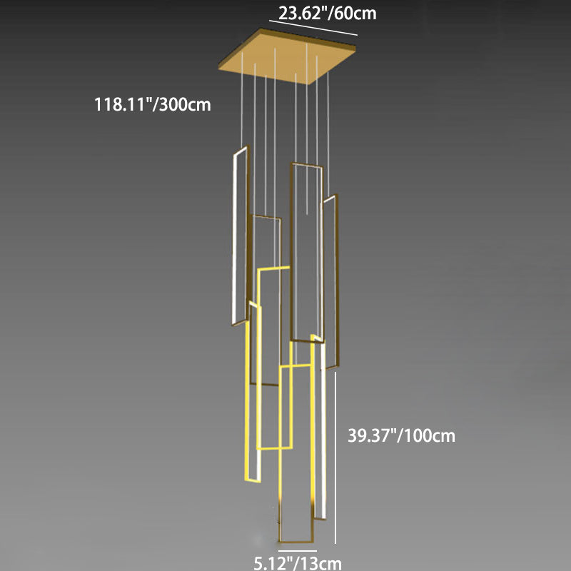 Modern Minimalist LED Chandelier - Iron, Aluminum & Silica Ceiling Plate for Stairway