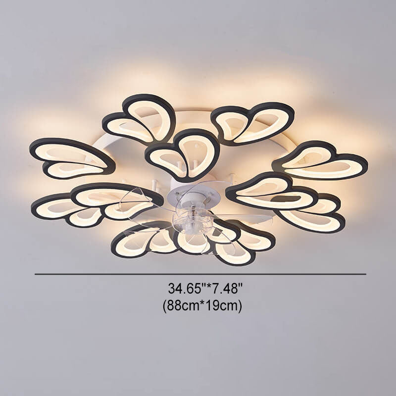 Scandinavian Minimalist Heart LED Flush Mount Ceiling Fan Light
