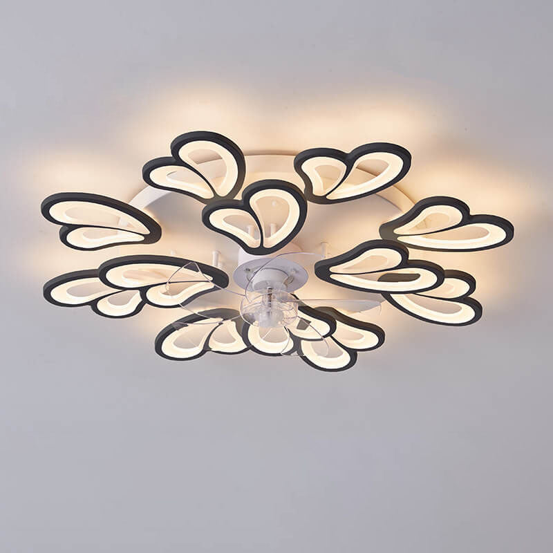 Scandinavian Minimalist Heart LED Flush Mount Ceiling Fan Light
