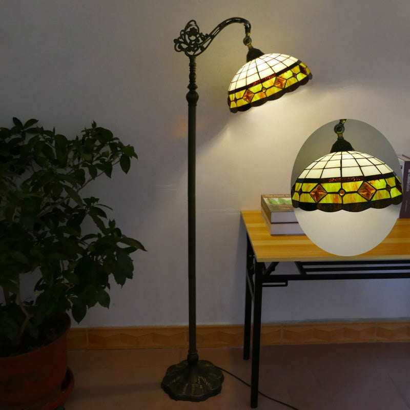 Tiffany Stained Glass Petal Shade Floor Lamp for Home Office  

Illuminate your home office with this stunning Tiffany stained glass petal shade floor lamp. Featuring exquisite craftsmanship and a classic design, this 1-light standing lamp combines beauty