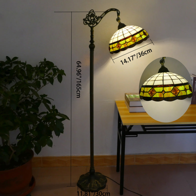 Tiffany Stained Glass Petal Shade Floor Lamp for Home Office  

Illuminate your home office with this stunning Tiffany stained glass petal shade floor lamp. Featuring exquisite craftsmanship and a classic design, this 1-light standing lamp combines beauty
