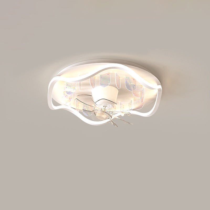 Contemporary Iron Acrylic LED Flush Mount Ceiling Fan Light for Living Room