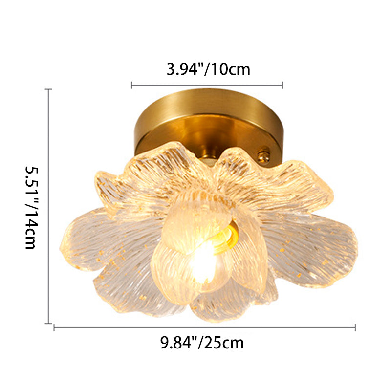 Traditional French Petal-Shaped 1-Light Semi-Flush Mount Ceiling Light for Living Room