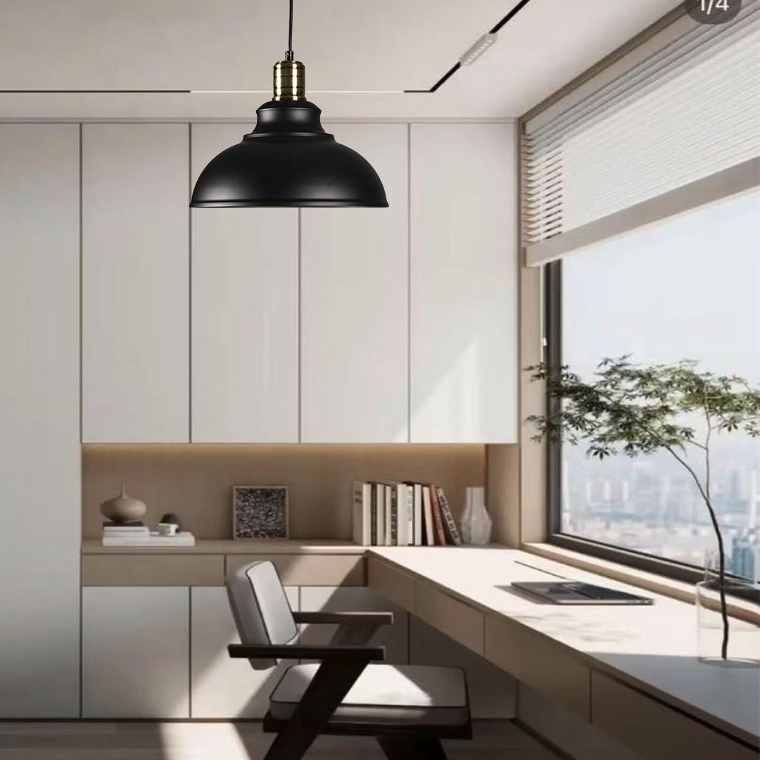 Semi Globe Metal LED Pendant Light - Vintage Style Hanging Lamp for Home Office