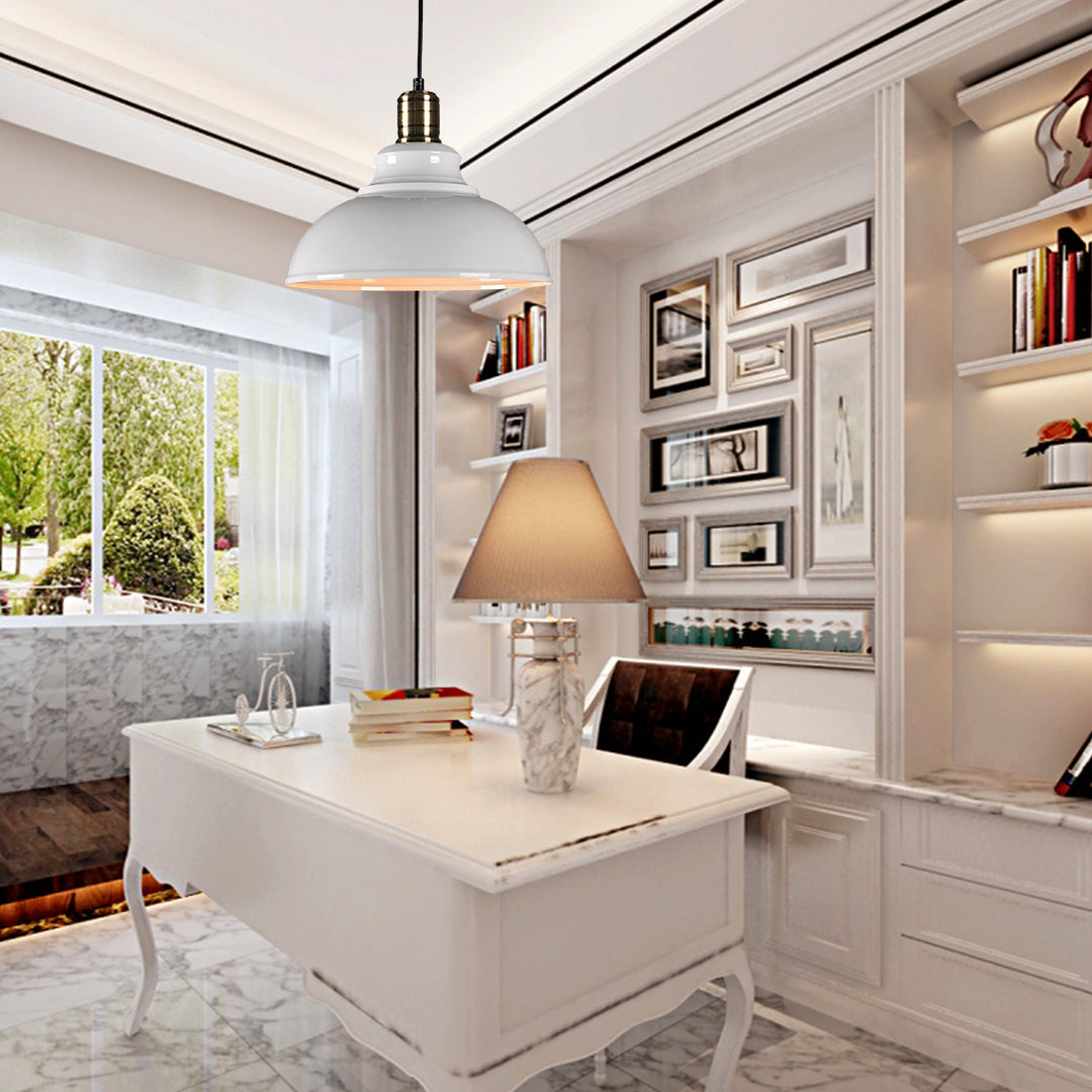 Semi Globe Metal LED Pendant Light - Vintage Style Hanging Lamp for Home Office