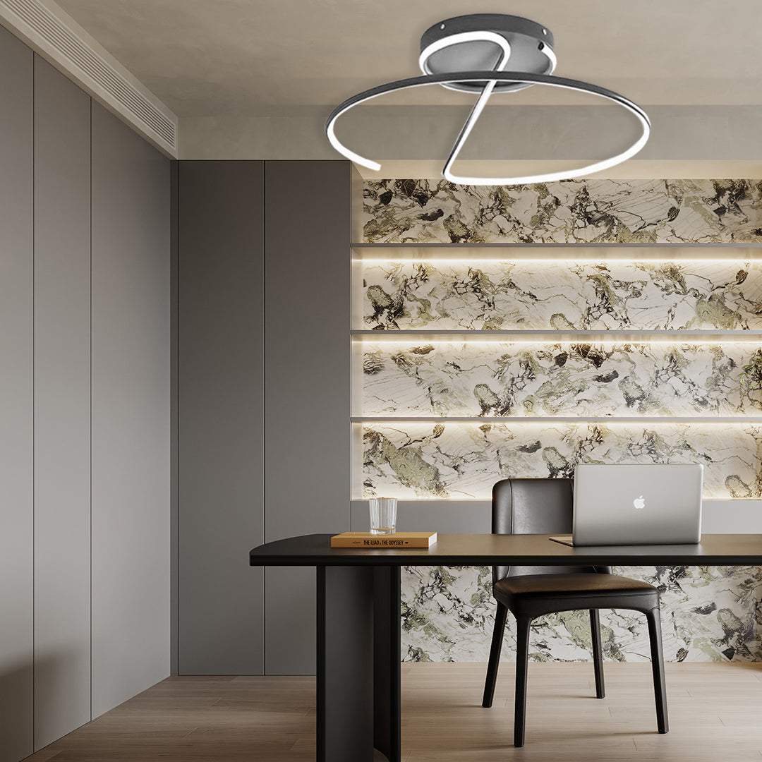 Semi Circle Modern LED Ceiling Light - Dimmable Streamlined Metal Fixture
