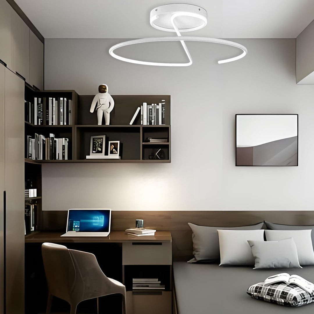 Semi Circle Modern LED Ceiling Light - Dimmable Streamlined Metal Fixture