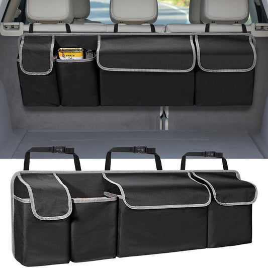 Premium Black Fabric Car Trunk Organizer – Multi-Compartment Storage Solution Adaptive Fit