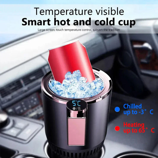Dual Function Automotive Beverage Warmer & Cooler - Sleek Stainless Steel