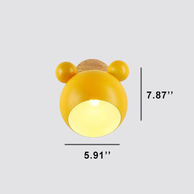 Nordic Macaron Cartoon Bear Shape Wall Sconce, 1-Light LED Decor Lamp, Cute Bear Night Light, Childrens Room Lighting, Nursery Wall Lamp, Playful Animal Design, Modern Kids Room Decor, Baby Room Wall Light, Unique Character Wall Fixture, Whimsical Bear Sc