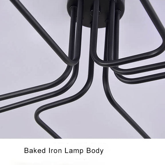 Wrought Iron 8-Light Sputnik Linear Semi-Flush Mount Lighting Fixture