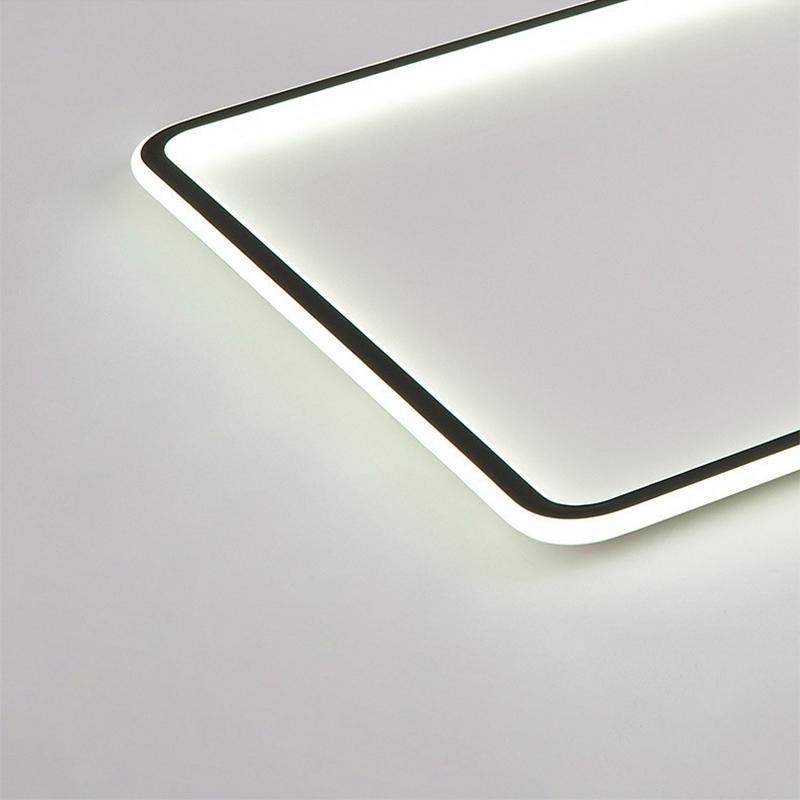 Modern Black Rectangular Flush Mount Ceiling Light with Remote Control