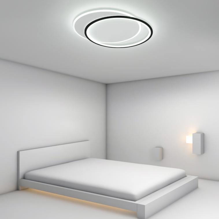 Modern Overlapped Round Flush Mount Ceiling Light - White & Black Finish