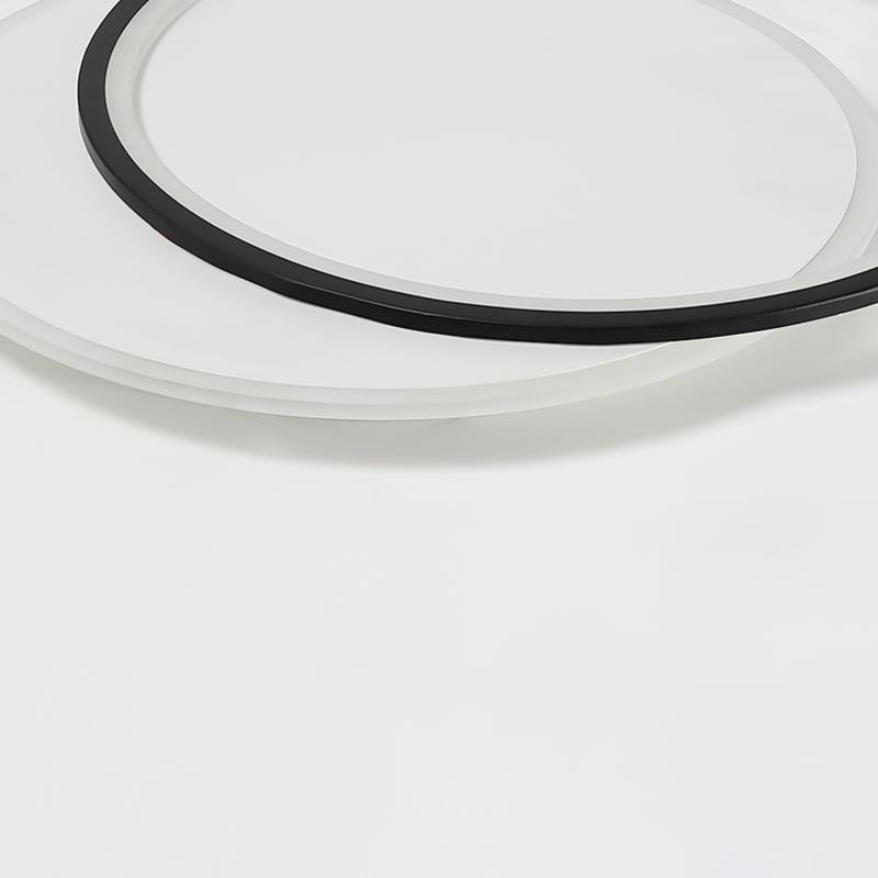 Modern Overlapped Round Flush Mount Ceiling Light - White & Black Finish