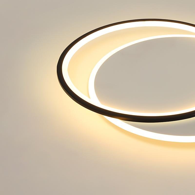 Modern Overlapped Round Flush Mount Ceiling Light - White & Black Finish