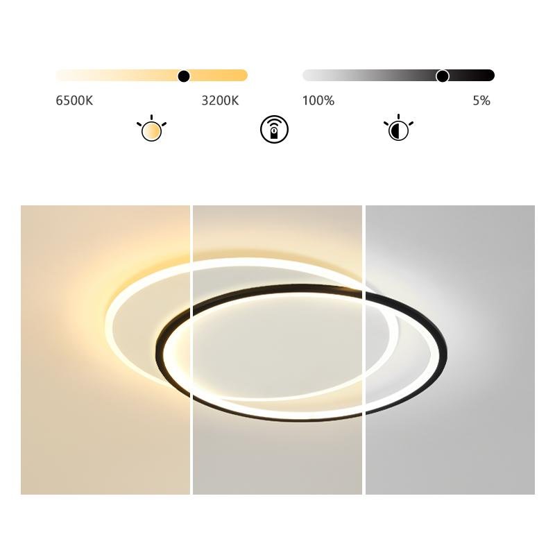 Modern Overlapped Round Flush Mount Ceiling Light - White & Black Finish