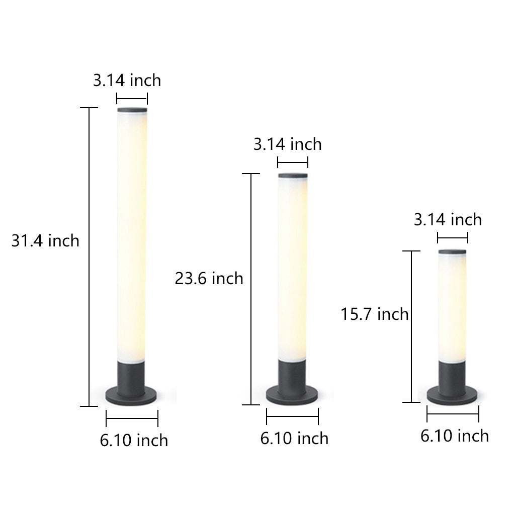 Modern Waterproof Pathway Bollard Lights - Slender Cylindrical Outdoor Lighting