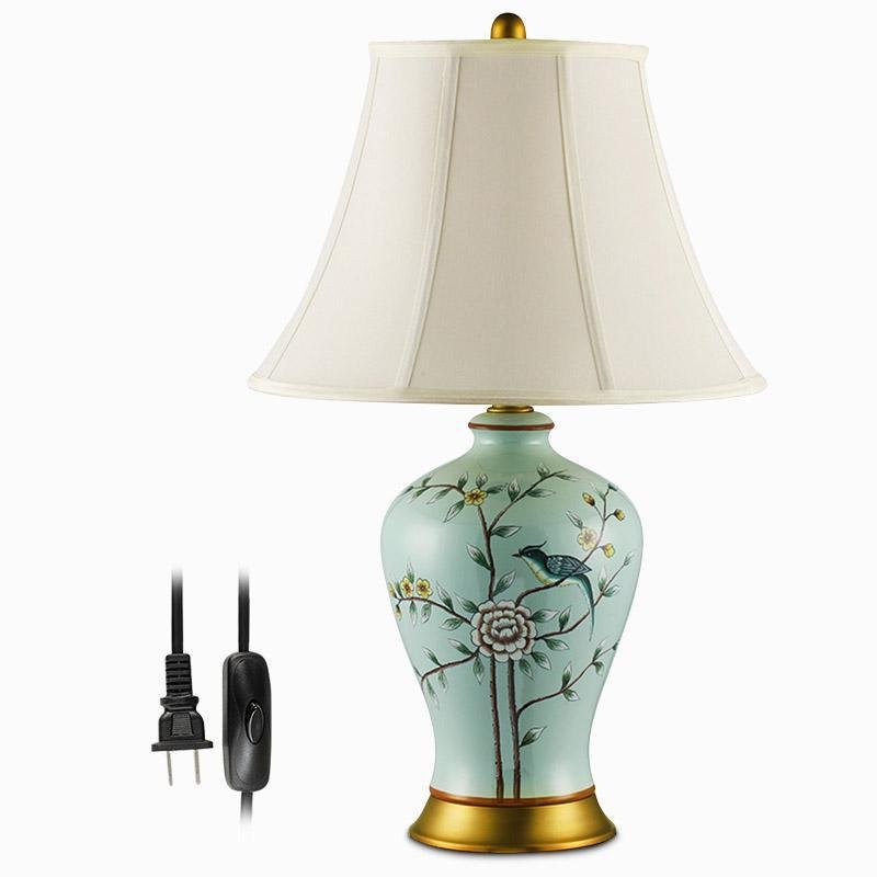 23 Inch Oriental Branches and Birds Porcelain Table Lamp - Elegant Home Decor, Chinese Inspired, Decorative Lighting, Fine Art Lighting, Unique Design, Handcrafted Ceramic Lamp, Living Room Accent, Gifts for Home.