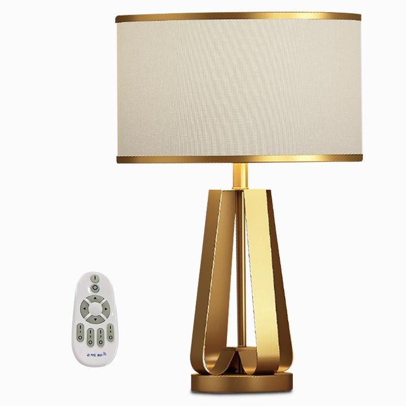 22 Inch Golden Faux Silk Brass Geometric Table Lamp - Modern Lighting Accent
