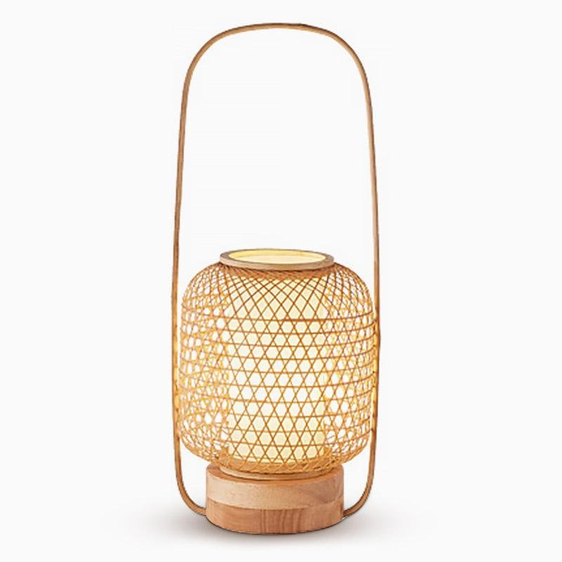 Rustic Bamboo Table Lamp with LED Light & USB Port - Eco-Friendly Home Decor