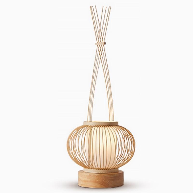 Rustic Bamboo Table Lamp with LED Light & USB Port - Eco-Friendly Home Decor