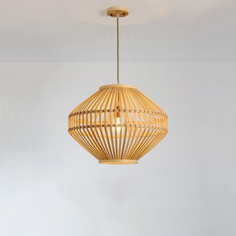 Circular Diamond Open Farmhouse Bamboo Pendant Lights