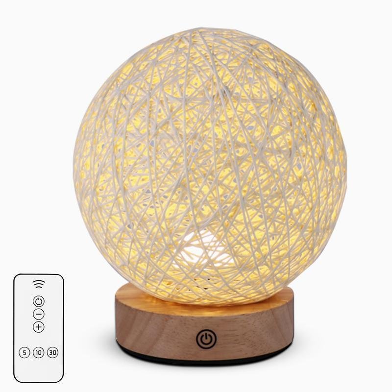6-Inch LED Rattan Wicker Shade Table Lamp - Natural Lighting Decor