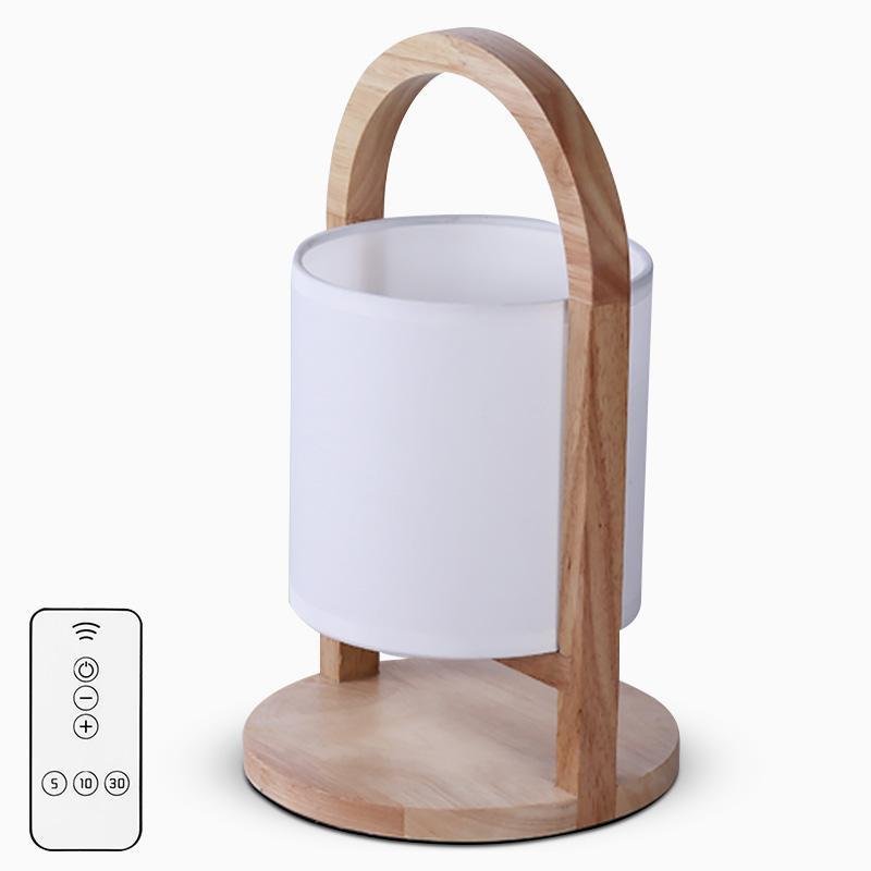 Battery Operated Wood Accent Table Lamp - Portable LED Lighting for Home Decor and Reading