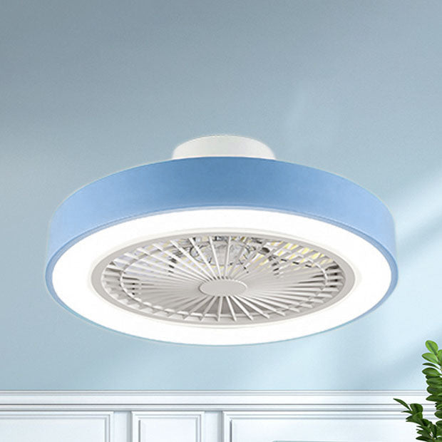 Modern Minimalist Copper LED Flush Mount Ceiling Fan Light