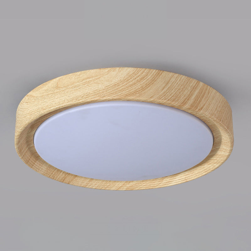 Modern Minimalist Round Wood Grain LED Flush Mount Light