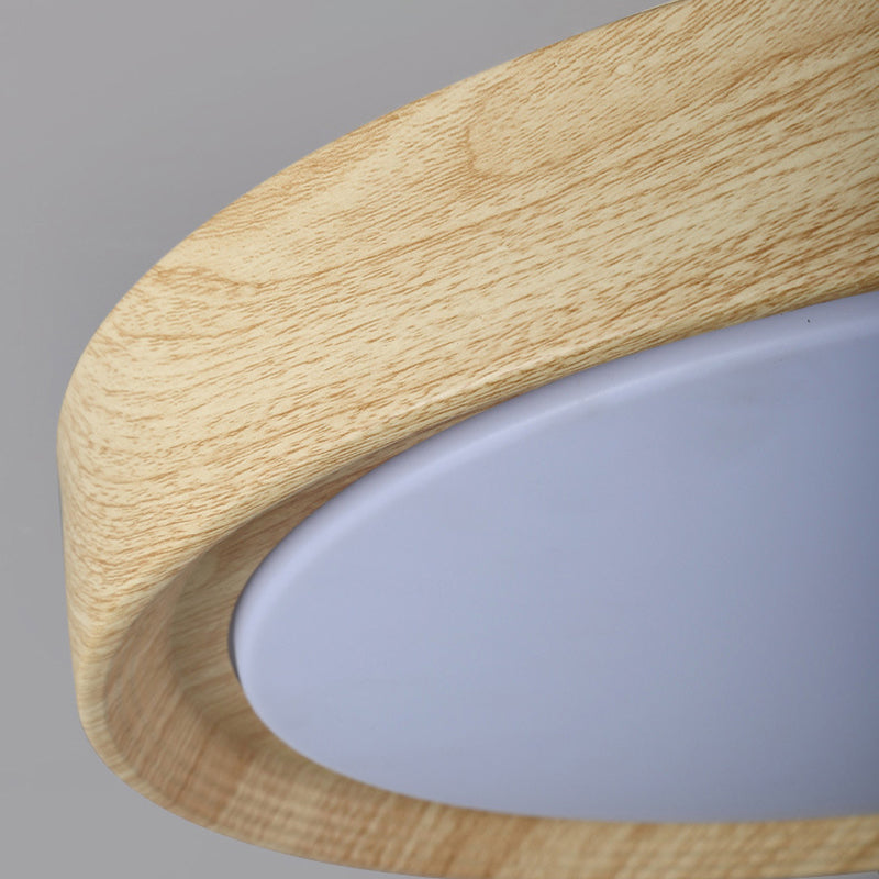 Modern Minimalist Round Wood Grain LED Flush Mount Light