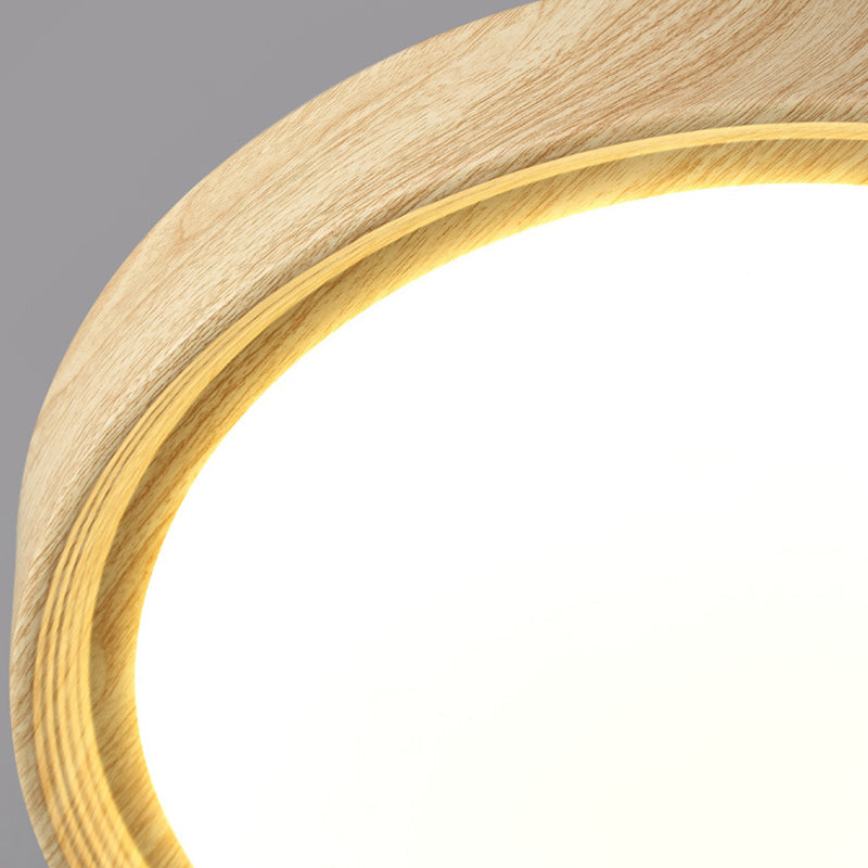 Modern Minimalist Round Wood Grain LED Flush Mount Light