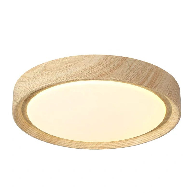 Modern Minimalist Round Wood Grain LED Flush Mount Light