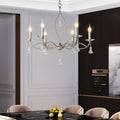 Candle Stick Chandelier Silver Finish Crystal Ceiling Light