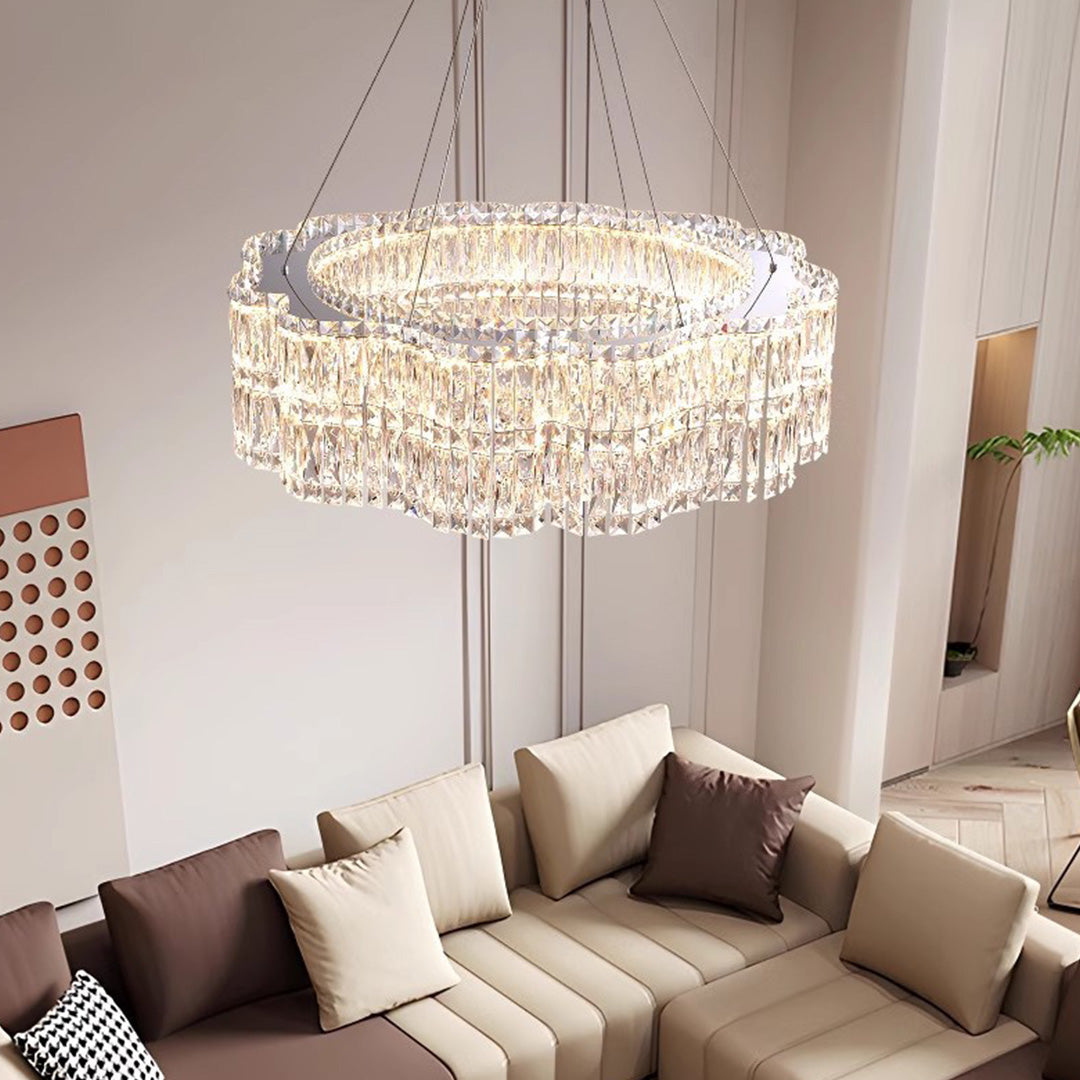 LED Crystal Chandelier Modern Elegant Lighting Minimalist Design