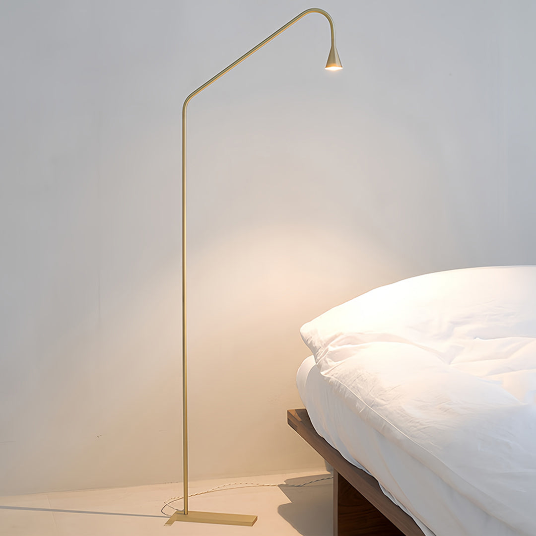 Black and Gold LED Minimalist Floor Lamp - Modern Reading Light