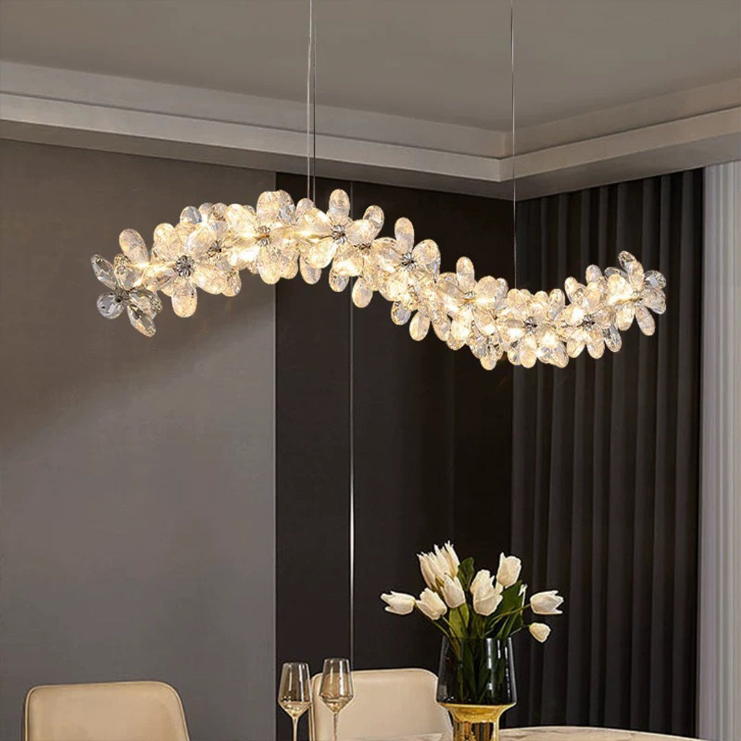 French Flower Crystal Chandelier - Elegant Dining Room Light Fixture