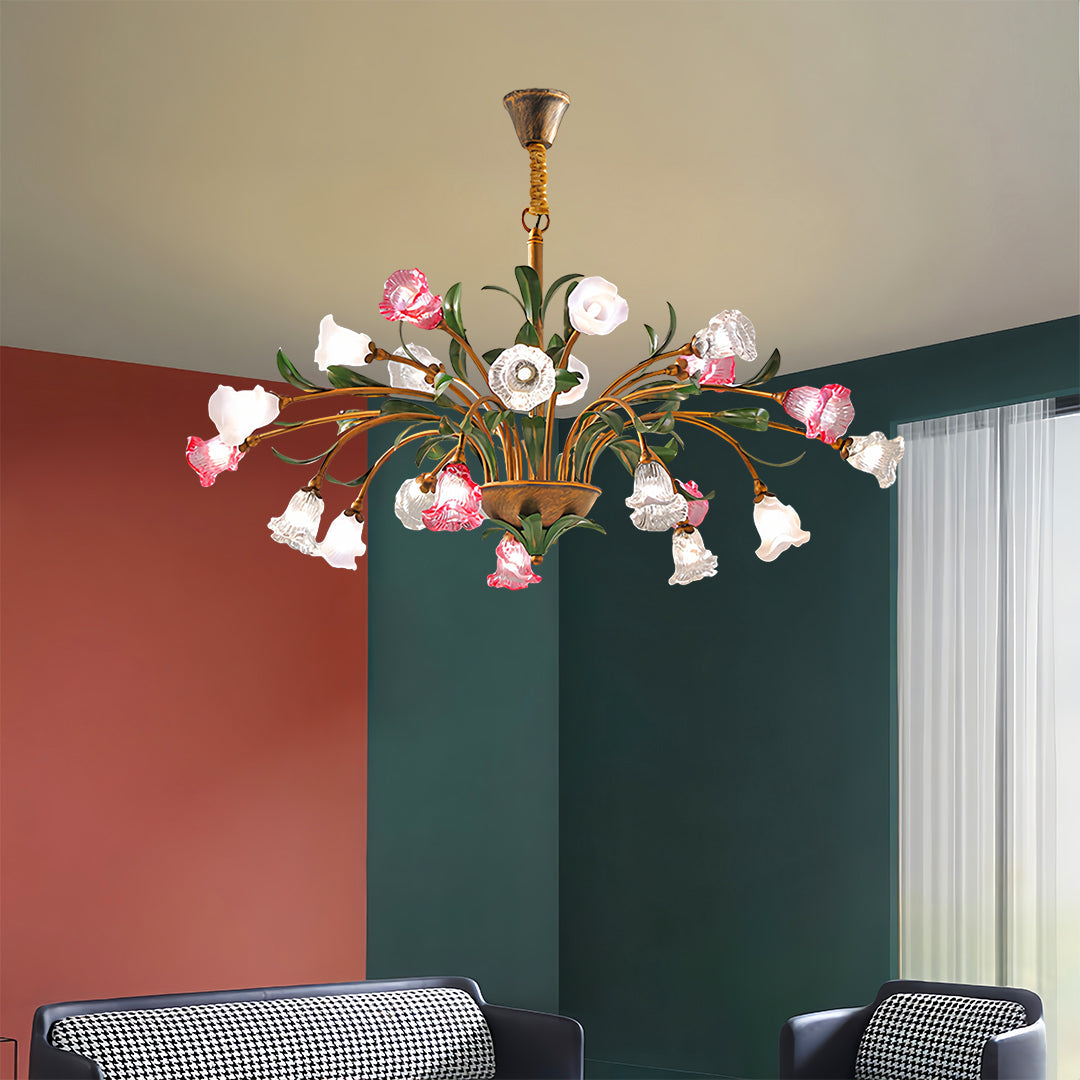 Vintage Floral Chandelier Rustic Branch Ceiling Light