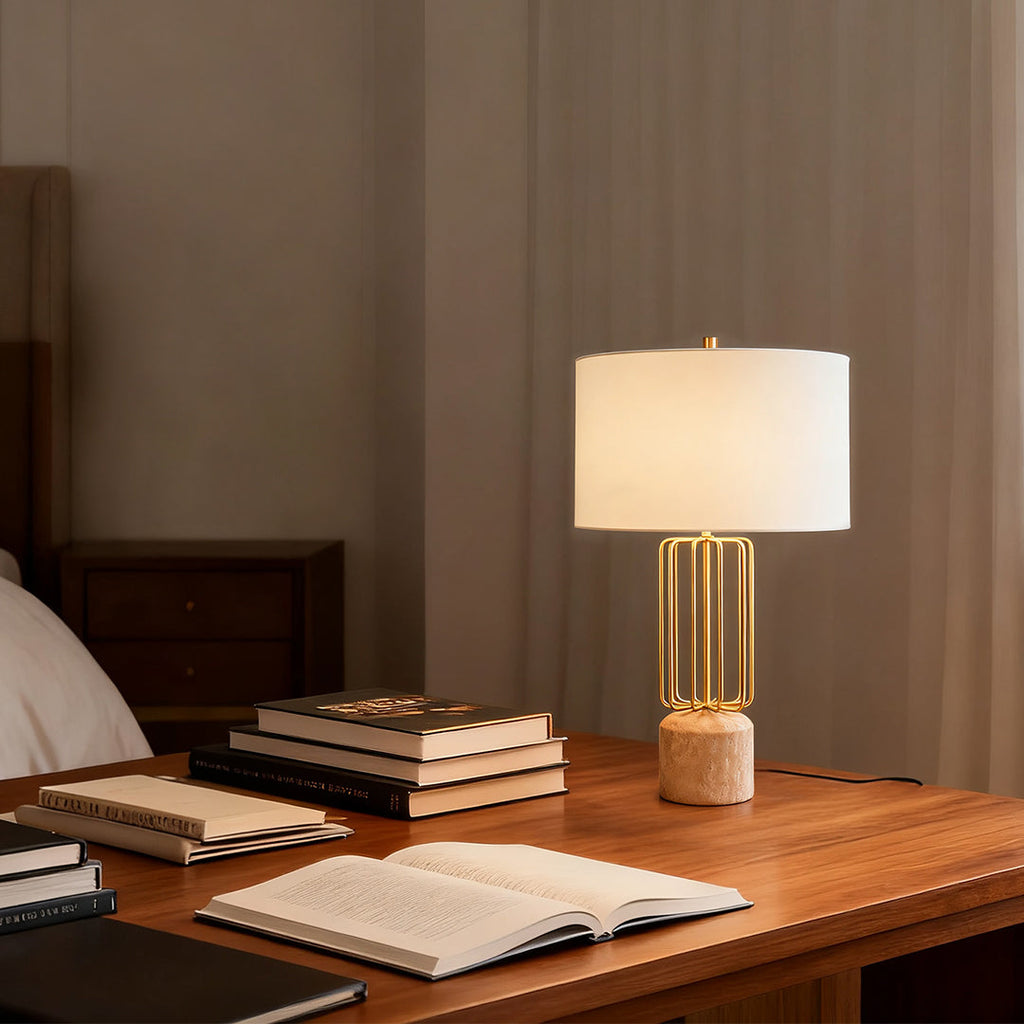 Geometric Metal Cage LED Table Lamp - Nordic Style Eye-Care Light